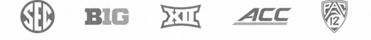 SEC, Big Ten, Big 12, ACC, and Pac-12 conference logos